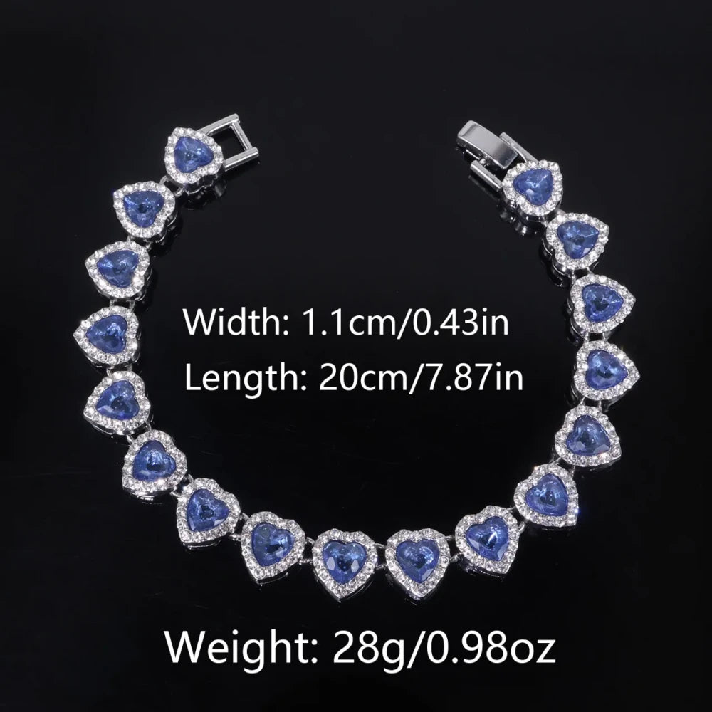 Heart Rhinestone Tennis Jewelry Set