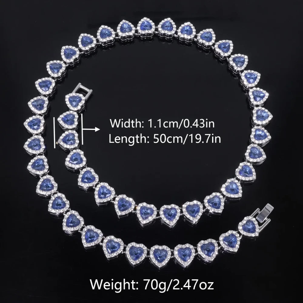 Heart Rhinestone Tennis Jewelry Set