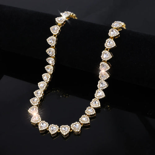 Heart Rhinestone Tennis Jewelry Set