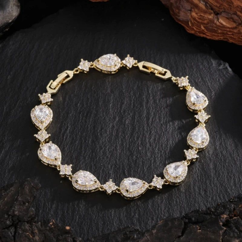 Cubic Zirconia Teardrop Tennis Bracelet