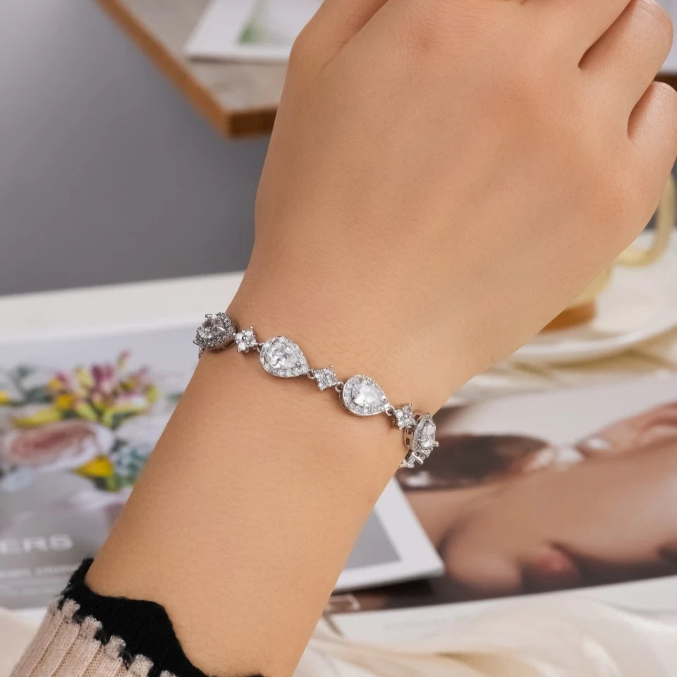 Cubic Zirconia Teardrop Tennis Bracelet