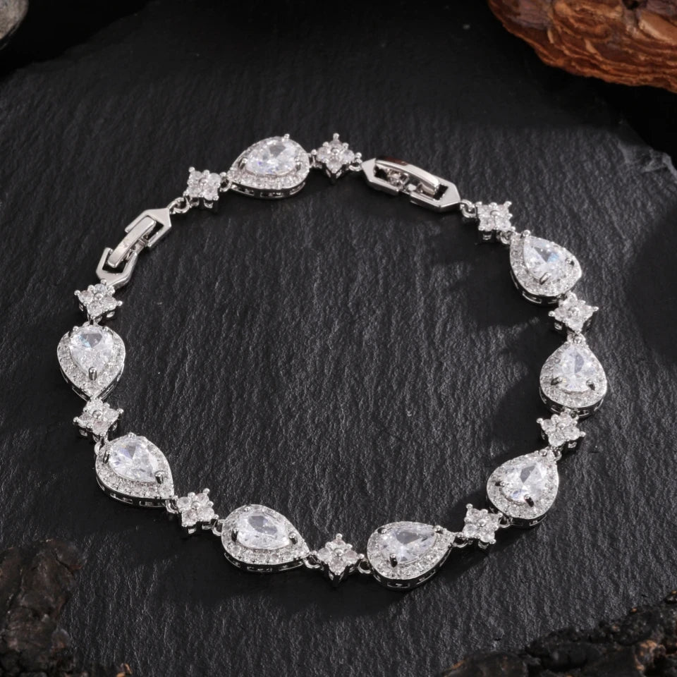 Cubic Zirconia Teardrop Tennis Bracelet