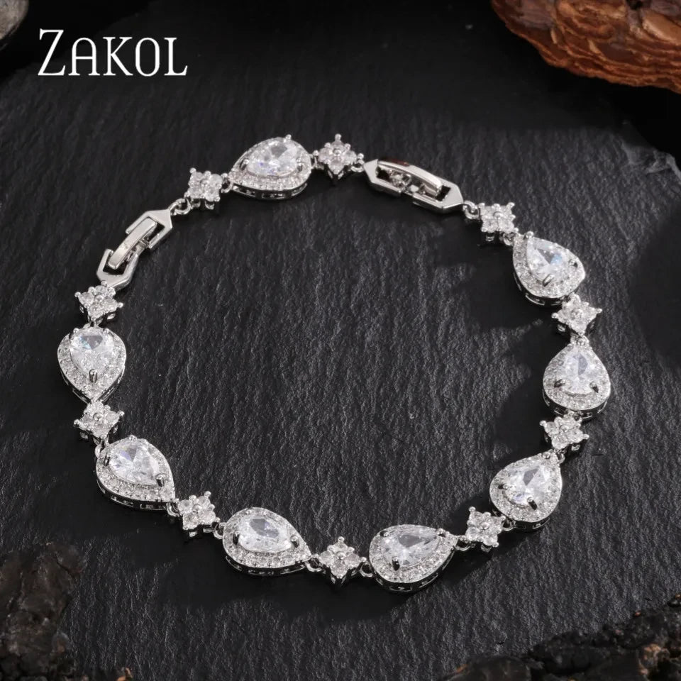Cubic Zirconia Teardrop Tennis Bracelet
